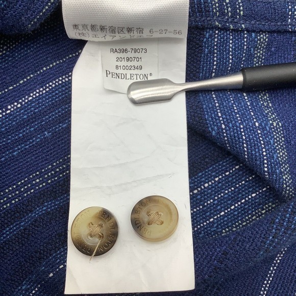 Pendleton Mens Short Sleeve Button Up Shirt Blue Striped Size XXL‎ Fitted - Picture 6 of 6